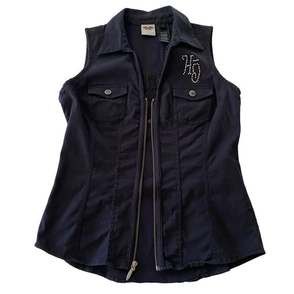 Harley-Davidson Genuine Motor Clothes Zip Front Vest Black Size M - Picture 3 of 7
